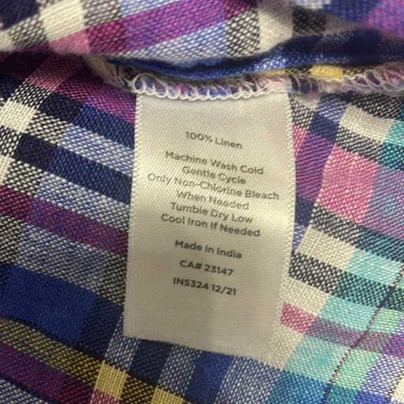 Talbots plaid linen top - Picture 4 of 5